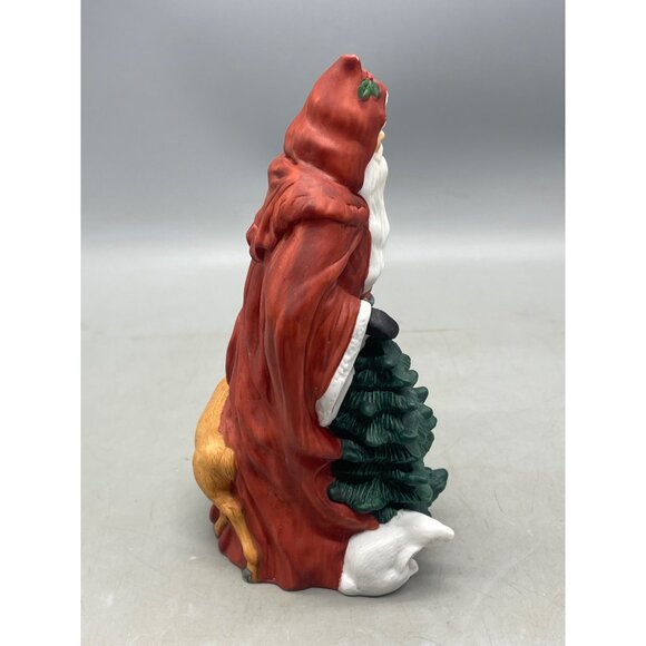 traditions porcelain collectable Santa Claus figurine reindeer tree red 8" READ - Picture 5 of 6
